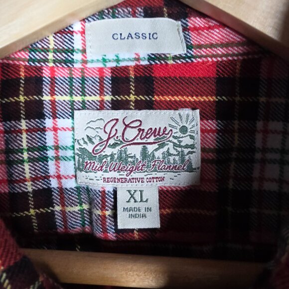 J. Crew Shirt XL Holiday Tartan Plaid Midweight Flannel In Regenerative Cotton - Picture 6 of 12